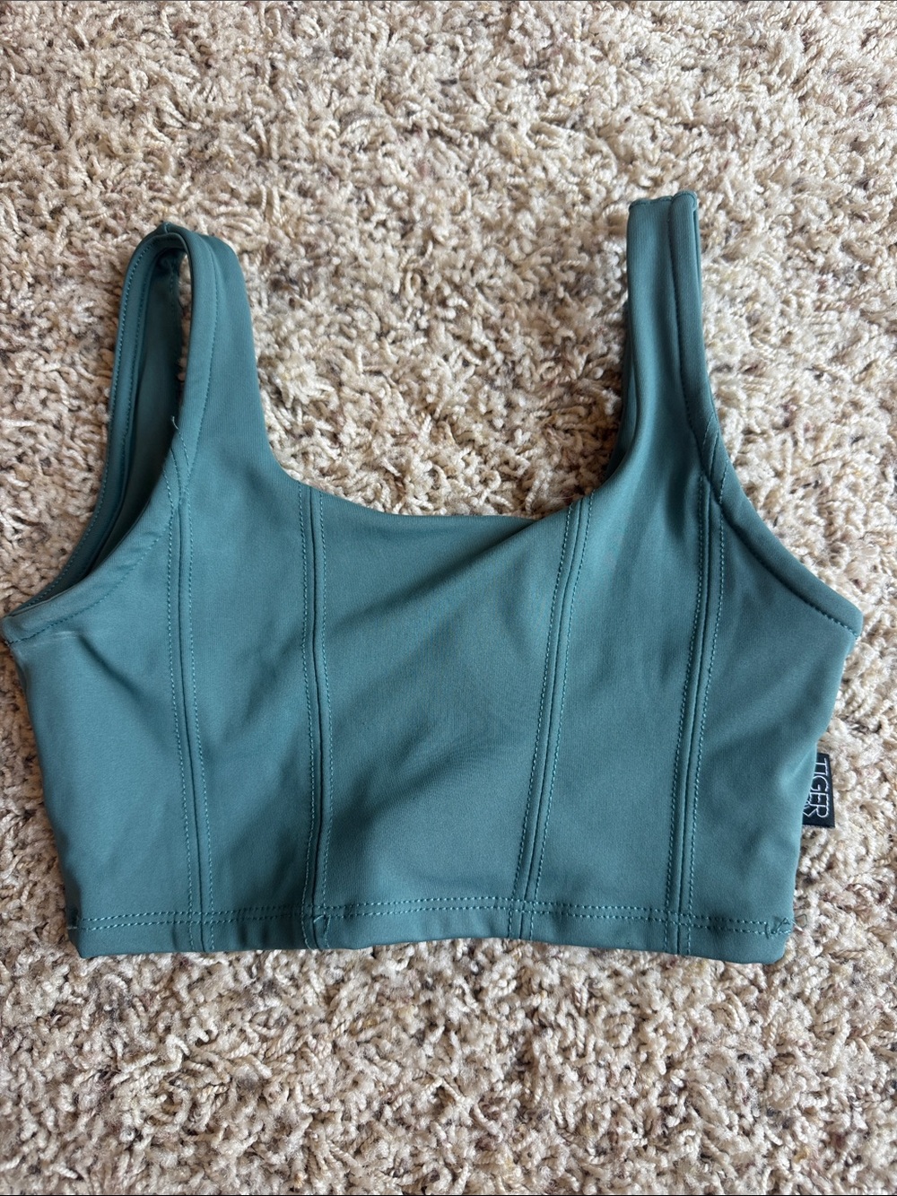 Kids Seam-Detail Crop Sports Bra in Teal